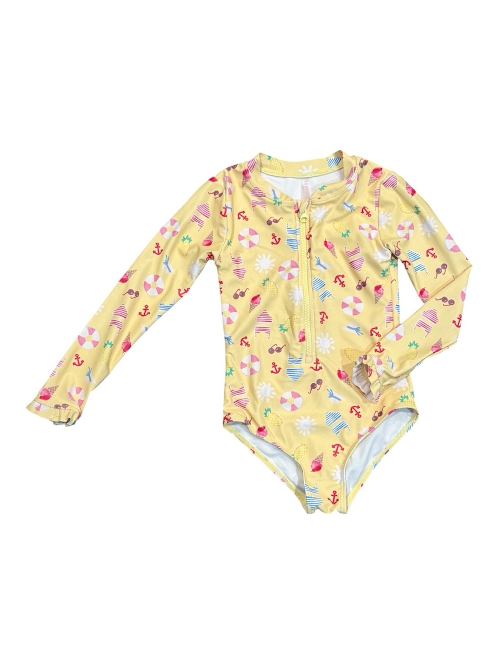 Seafolly Long-Sleeve One-Piece Swimsuit with Nautical Print